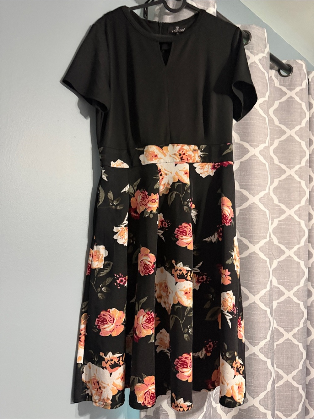 Black Floral Fit & Flare Mini Dress